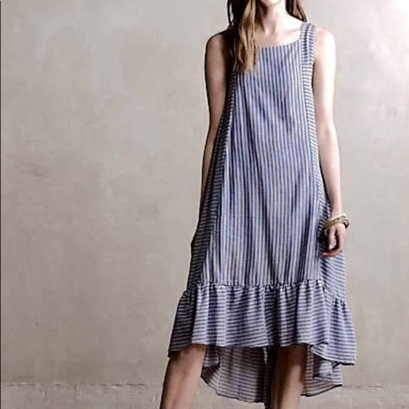 Anthropologie Dresses & Skirts - Holding Horses Blue & White Striped Swing Tank Dress Size Medium
